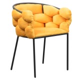 Cumpara ieftin Fotoliu catifea galbena metal negru Dorota 63x51x75 cm
