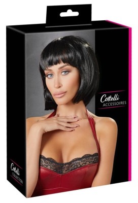 Peruca neagra, scurta, ajustabila Black Bob Wig foto