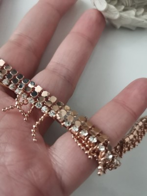 Bratara swarovski- Placata AUR roz FILAT 14 K si zirconiu MARTISOR foto