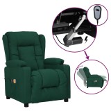 VidaXL Fotoliu de masaj electric, verde &icirc;nchis, material textil