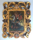 "Sfantul Gheorghe omorand balaurul" icoana pe lemn 1878