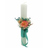 Lumanare pentru cununie botez, 40 cm, cu plante naturale uscate (personalizabila cromatic si cu text)