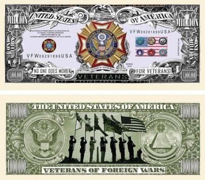 !!! SUA = FANTASY NOTE TJ6 = ORGANIZATIA VETERANS OF FOREIGN WARS - 2016 - UNC foto