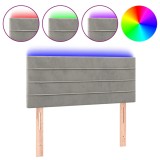 Cumpara ieftin Tablie de pat cu LED, gri deschis, 100x5x78/88 cm, catifea