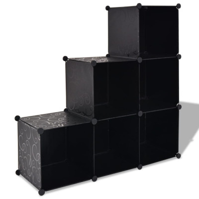 vidaXL Dulap de depozitare tip cub, 6 compartimente, negru foto