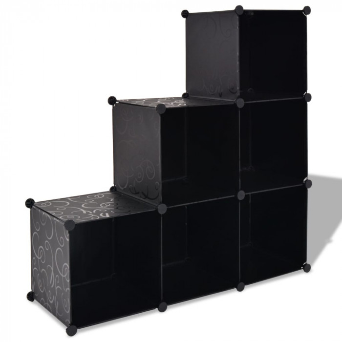 Dulap de depozitare tip cub, 6 compartimente, negru GartenMobel Dekor