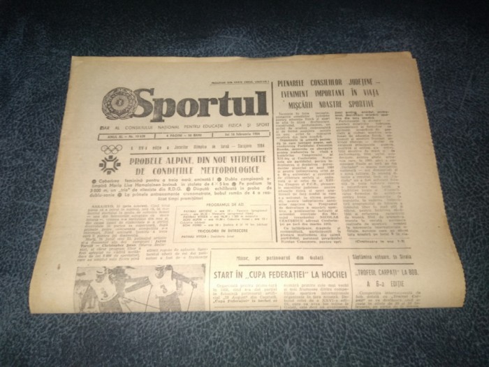 ZIARUL SPORTUL 16 FEBRUARIE 1984
