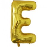 Balon folie metalizata litera e, flippy, 80 cm, umflati cu heliu sau aer, ambalaj individual, pai inclus, auriu