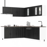 Set dulap de bucătărie 11 piese &bdquo;Porto&rdquo; lemn negru prelucrat