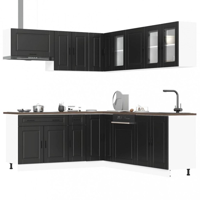 vidaXL Set dulap de bucătărie 11 piese &bdquo;Porto&rdquo; lemn negru prelucrat