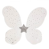 Aripi Deghizare, Model Fluture, Culoare Alb, Dimensiune 37x40cm, Glitter Argintiu, Pene