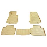 Covorase Auto Cauciuc Tip Tavita Bej BMW Seria 7 (E65) 2001-2008, Scurt, ALM, Protectie Podea, Set 4 Bucati