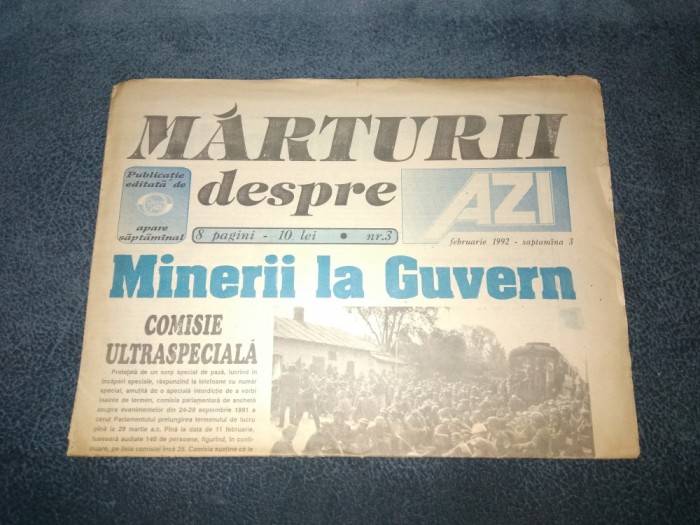 ZIARUL AZI FEBRUARIE 1992 MINERII LA GUVERN