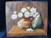 Natura statica cu ulcior de lut și flori de măr, semnat și datat 1977, Ulei, Realism