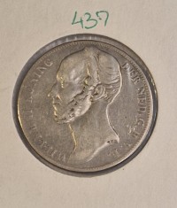 437 Netherlands, Olanda ,1 Gulden - Willem II, 1848, argint, KM#66