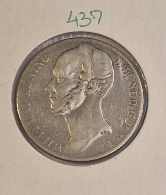 437 Netherlands, Olanda ,1 Gulden - Willem II, 1848, argint, KM#66 foto