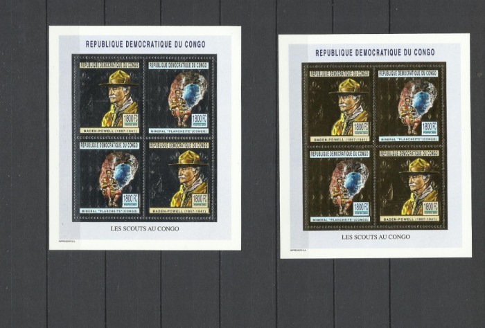 DR CONGO 2004 GEOLOGIE ROCI MINERALE GOLD AND SILVER FOIL