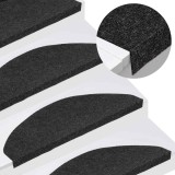 vidaXL Covorașe Scară Autoadezive Antialunecare din Paslă, 20 buc Negru, 65x22,5 cm - Protecție Trepte