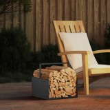 vidaXL Suport pentru lemne de foc negru Oțel laminat la rece 864271