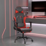 VidaXL Scaun de gaming cu suport picioare, negru/roșu, piele ecologică