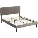 HOMCOM Cadru de pat dublu 140 x 190 cm pat 2 persoane cap de pat reglabil somier 150 x 198 x 100/105/110/115/120 cm gri | Aosom Romania