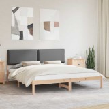 Cumpara ieftin Cadru de pat cu tablie tapitata Gri inchis 200 x 200 cm
