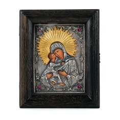 Icoane argintate, Icoana Maica Domnului din Vladimir, dim 16cm x 20cm, cod A-16 foto