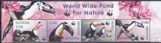 Guyana 2003 - Specie pe cale de dispariție - Tucan, Staif, MNH