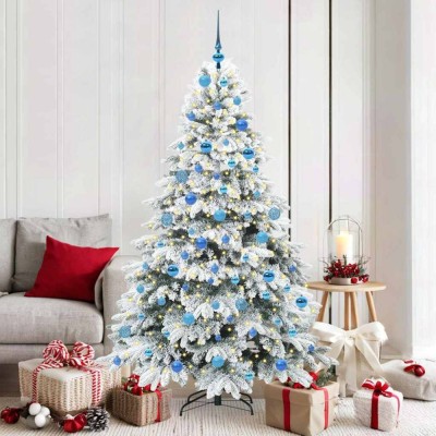 vidaXL Brad de Crăciun artificial cu 300 LED Verde 180 cm PE și PVC 3397621 foto