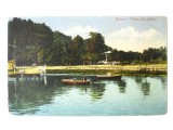 Roman(Neamț):Vedere din gradină,carte poștală circulată 1922 cu timbre de ajutor