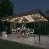 VidaXL Pavilion cu șiruri de lumini LED, gri taupe, 3x4m