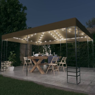 Gossi pavilion cu siruri de lumini led, gri taupe, 3x4m foto