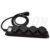 Prelungitor portabil cu cablu din cauciuc, negru KE4-3M 16A/250VAC, IP44, H07RN-F, 3G1.5, 3m, 4&times;SCHUKO
