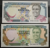 BC21, 2 bancnote Zambia- 10 si 20 kwacha, necirculate