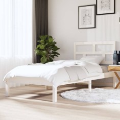 vidaXL Cadru de pat Single 3FT, alb, 90x190 cm, lemn masiv foto