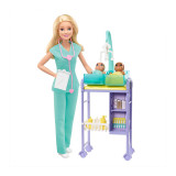 Papusa Barbie pediatru Mattel, plastic/textil, accesorii incluse, 3 ani+