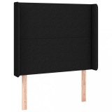Cumpara ieftin Tablie de pat cu aripioare, negru, 83x16x118/128 cm, textil