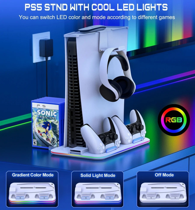 Stand racire vertical Ps5 incarcare controllere suport căști și jocuri