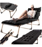 Pat pliabil camping LUARO recliner 193 cm negru