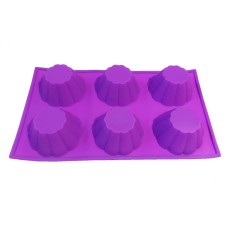 Forma silicon pentru prajituri, 6 cavitati, Mov, 147COF