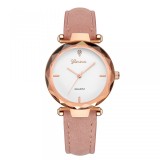Cumpara ieftin Ceas Dama Geneva Themis Roz Alb, Curea Piele Ecologica, Analog, Quartz, Elegant, Diametru 3.3cm