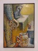 Tablou pictura in ulei pe placaj, scena din bar, 41x57cm, semnat Popov 1986, Scene gen, Altul