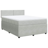 Cumpara ieftin Pat box spring cu saltea, gri deschis, 140x200 cm, catifea