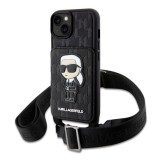 Husa pentru iPhone 15 / iPhone 14 / iPhone 13 - Karl Lagerfeld Saffiano Crossbody (KLHCP14SCSAKHPKK) - Monogram Ikonik