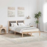 vidaXL Cadru de pat cu headboard Gri taupe 135 x 190 cm țesătură 878202