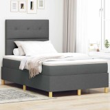 VidaXL Pat cu arcuri cu saltea Gri &icirc;nchis 120x200 cm Țesătură