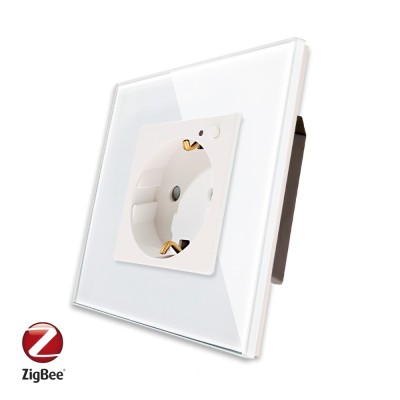 Priza Inteligenta cu Protocol Zigbee si Monitorizare Consum cu Rama Din Sticla LUXION SmartElectro IntelligentHouse foto