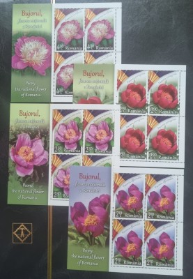 Romania MNH 2023 - Bujorul floarea nationala a Romaniei - LP 2418 - blocuri de 4 foto