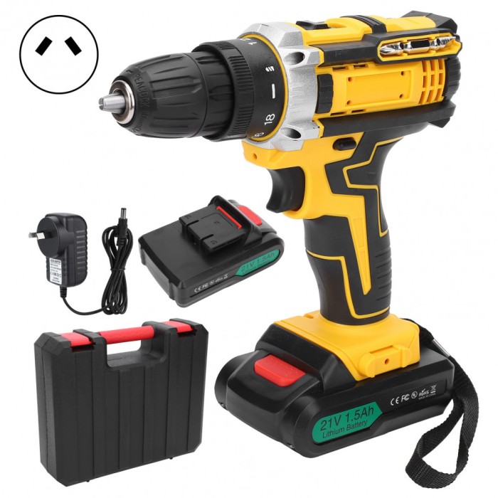 Aparat de gaurit electric Mmgoqqt, model TB096, 200W, 1800mAh, 21V, 2000rpm, cu 2 acumulatori, tip pistol