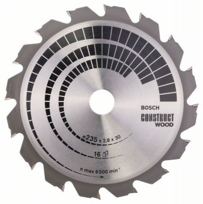 Panza ferastrau circular Construct Wood, 235x30x2.8mm, 16T Bosch foto